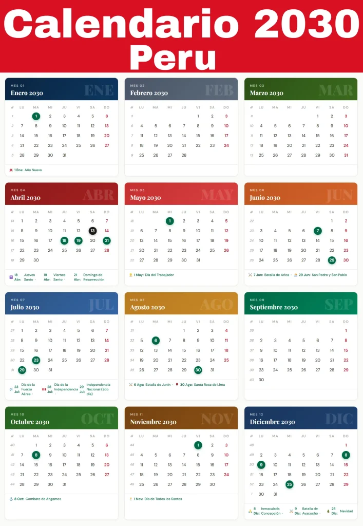 calendario 2030