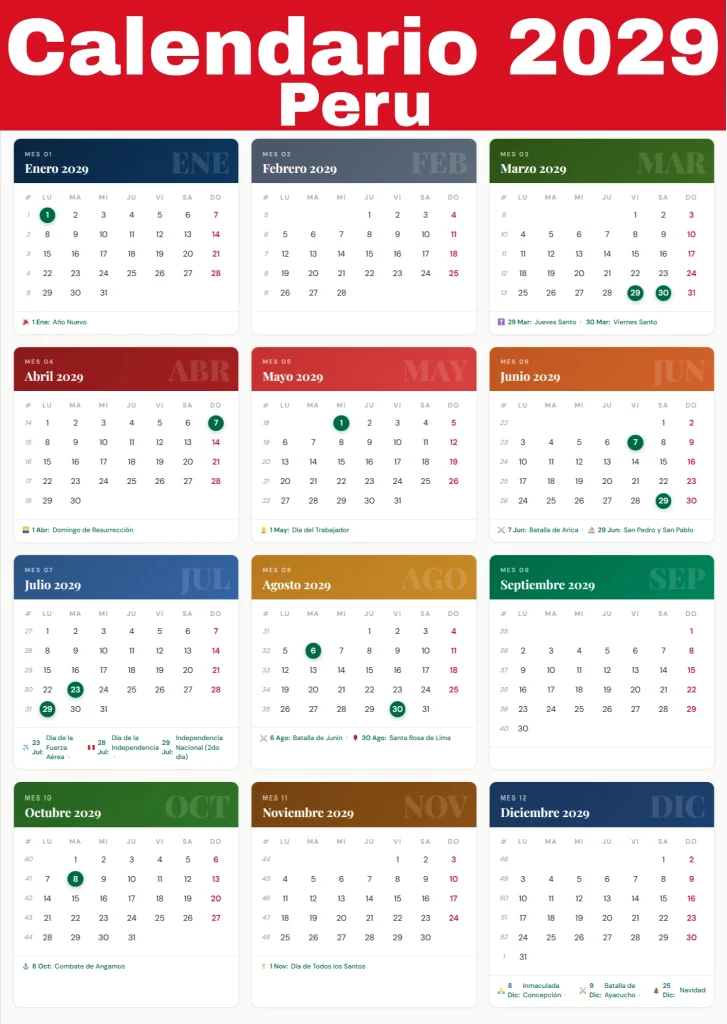 calendario 2029
